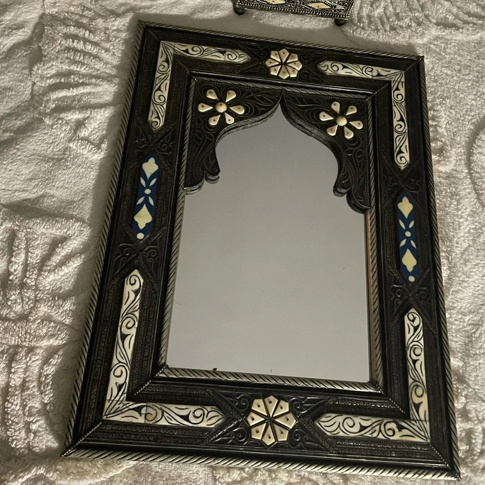 Black/White & Blue Moroccan Wall Mirror